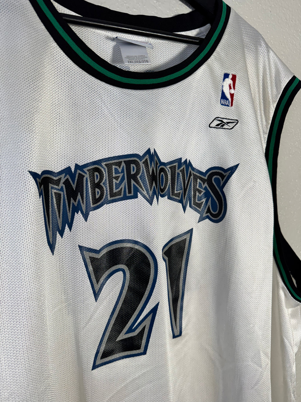 Vintage Kevin Garnett Minnesota Timberwolves Reebok Jersey White Jersey Size 2XL