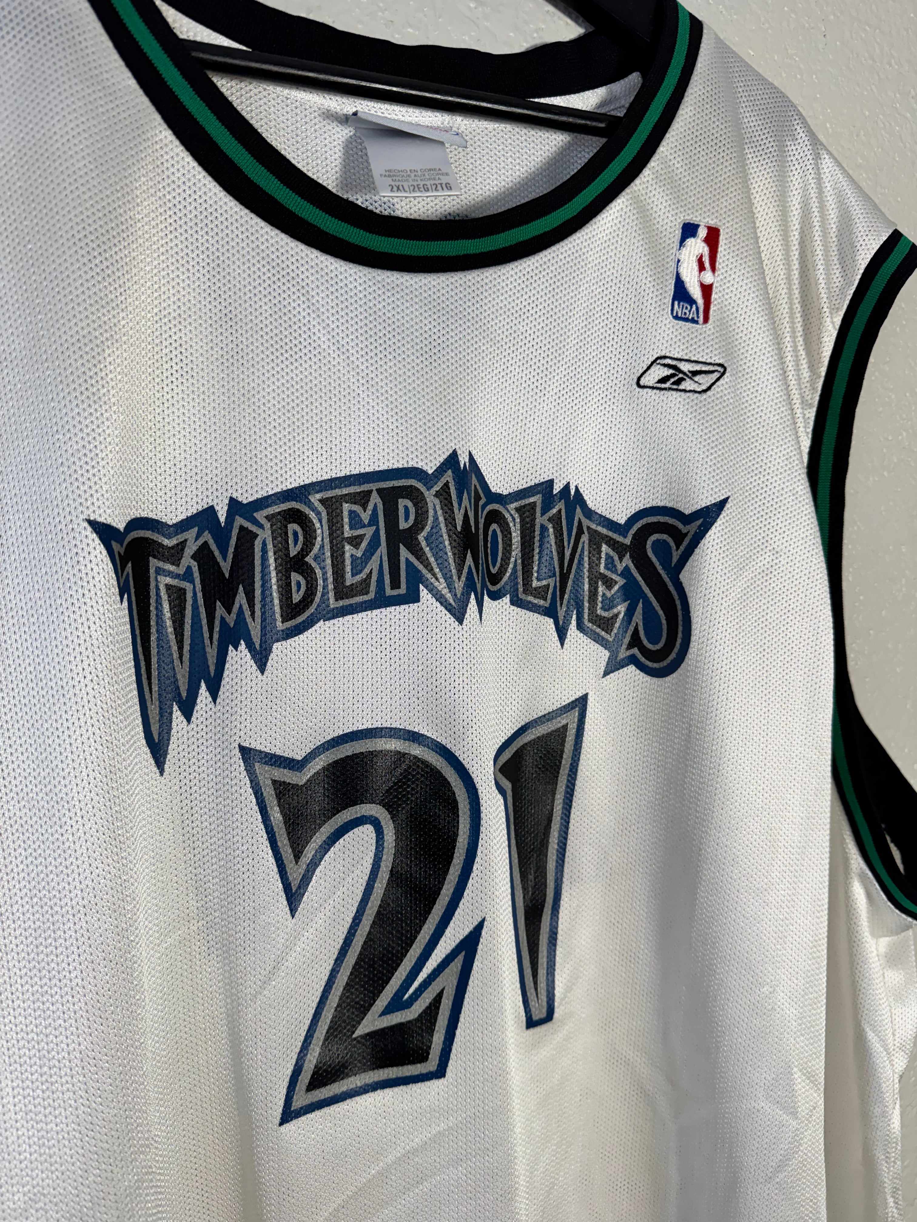 Vintage Kevin Garnett Minnesota Timberwolves Reebok Jersey White Jersey Size 2XL