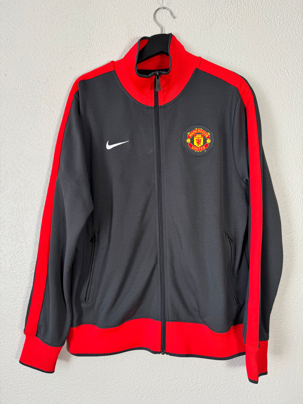 Nike Soccer Manchester United Track Jacket Full-Zip Grey/Red Size Large