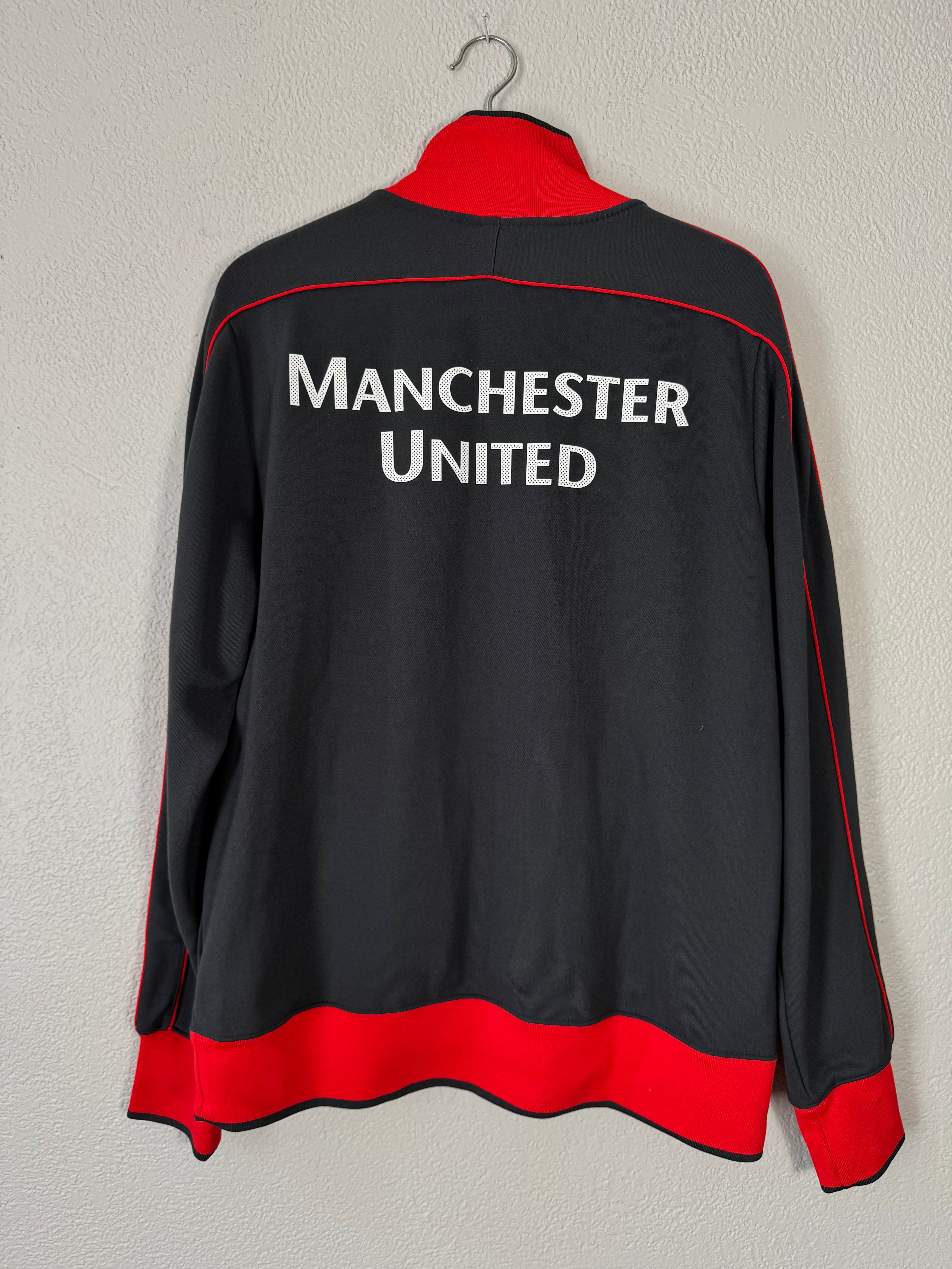 Nike Soccer Manchester United Track Jacket Full-Zip Grey/Red Size Large