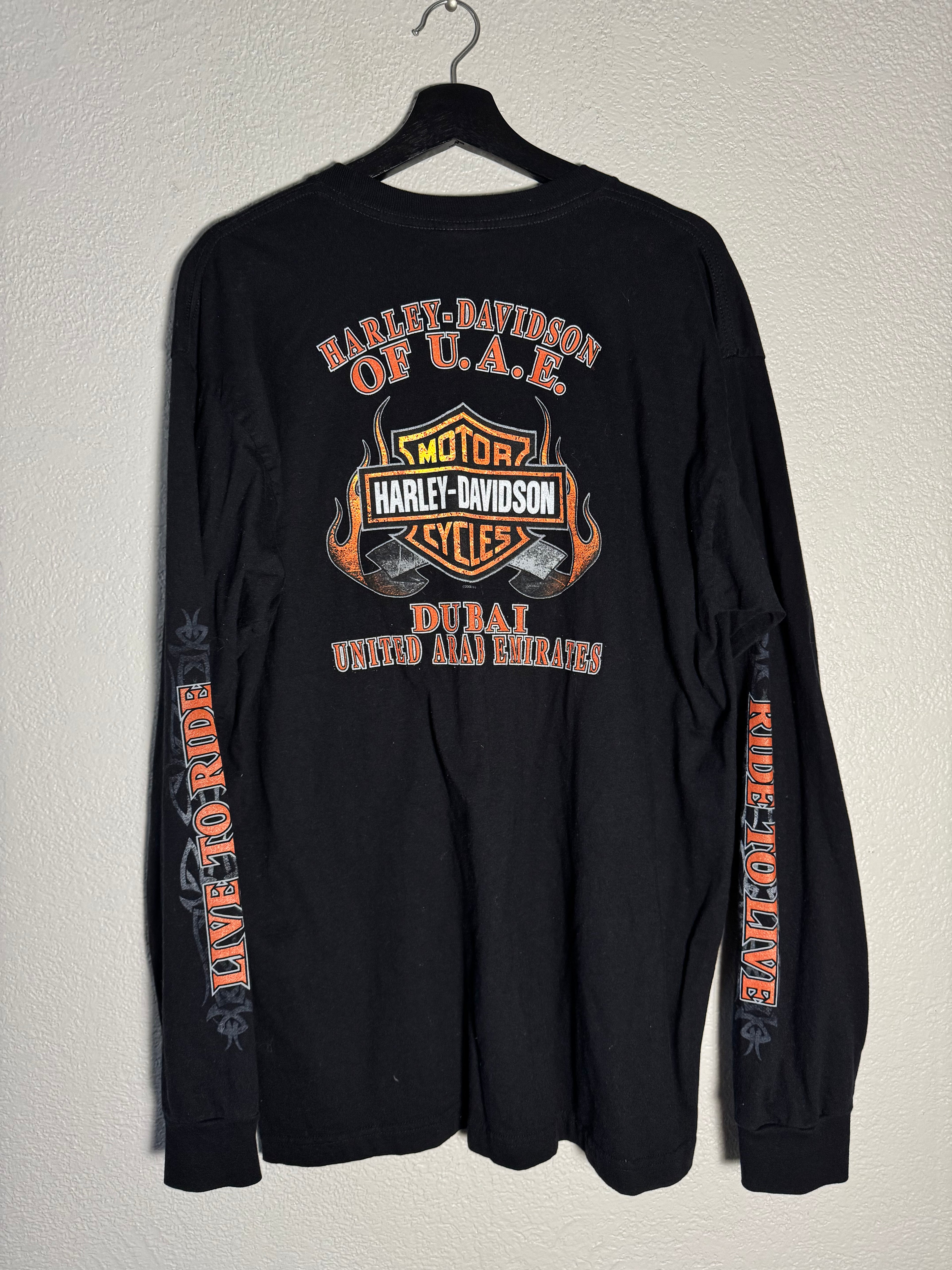 Vintage Harley Davidson 2006 Dubai Long-Sleeve Flames Size XL