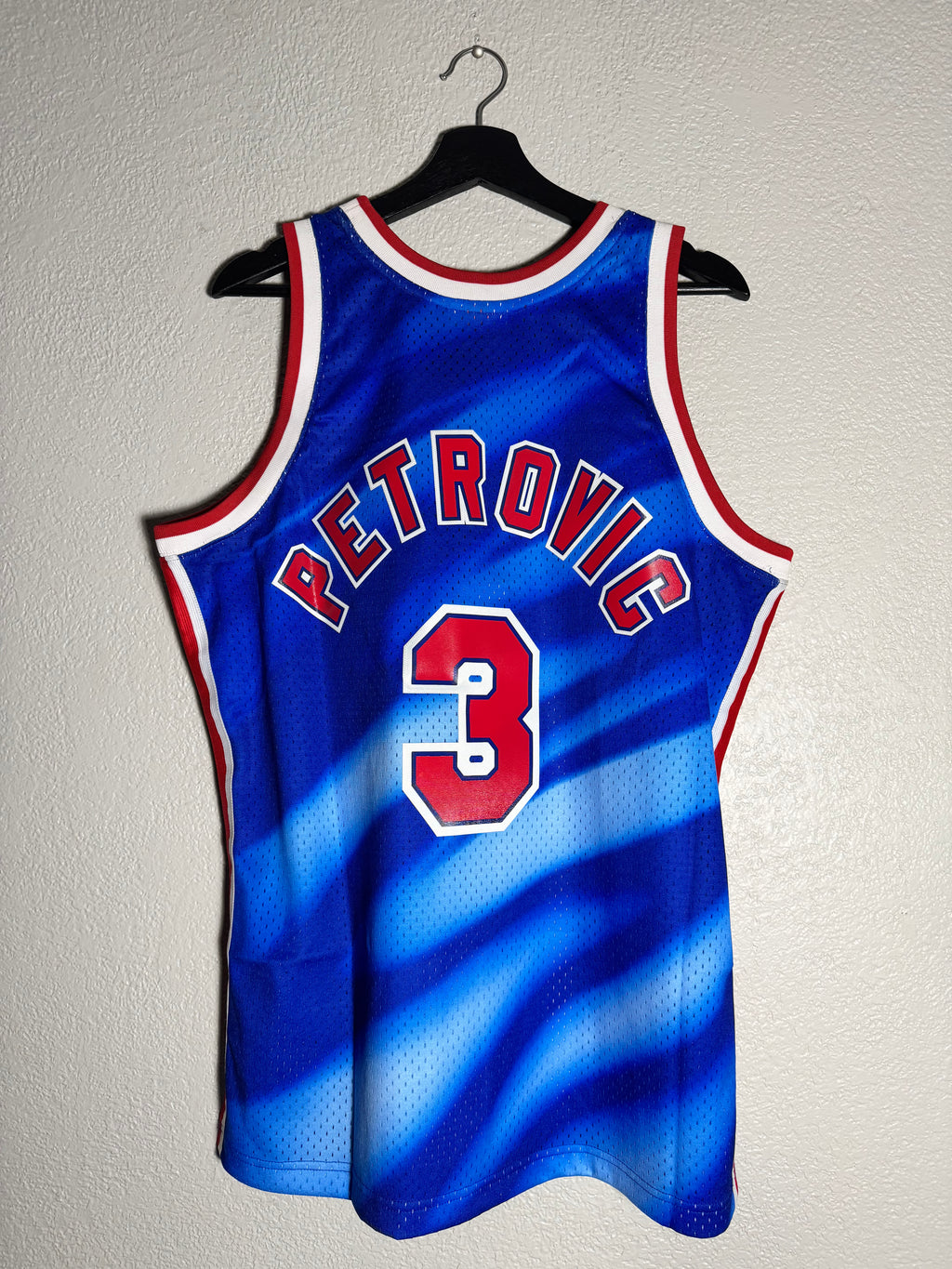 (NEW) Mitchell & Ness 1990 New Jersey Nets Drazen Petrovic 3 Swingman Size Large