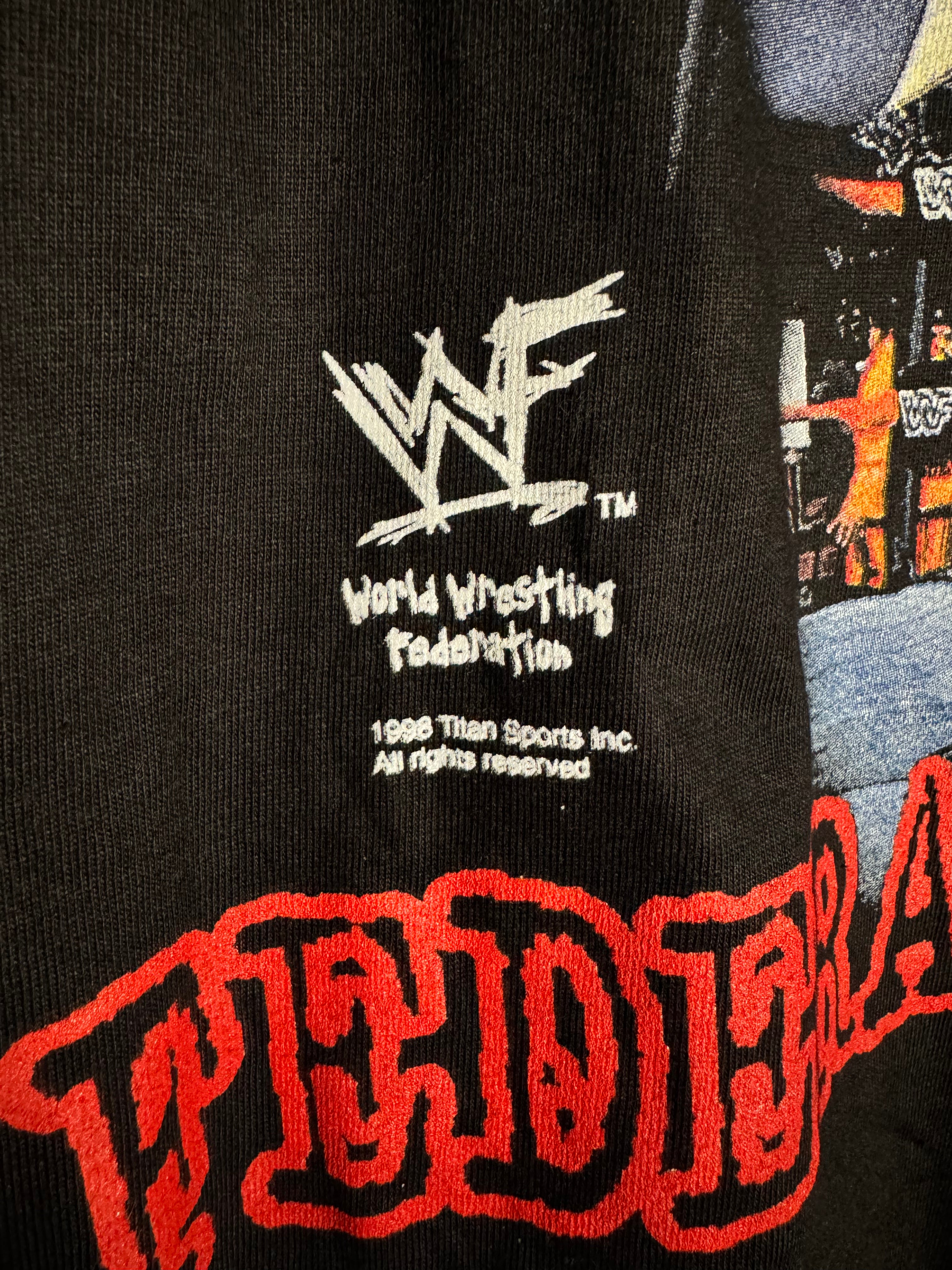 Vintage 1998 WWF Wrestling Rap Tee T-shirt Stone Cold Undertaker Kane Chyna Size XL