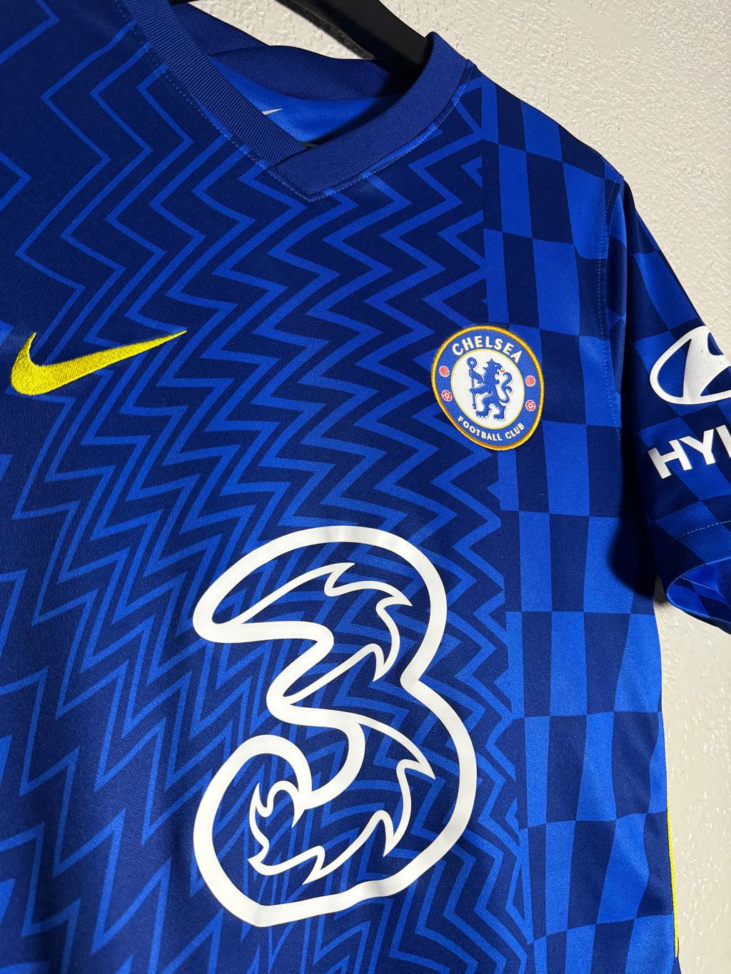 Nike Chelsea FC 21-22 Fulbol Soccer Blue Hyundai Nike Dri-Fit Jersey Size Small