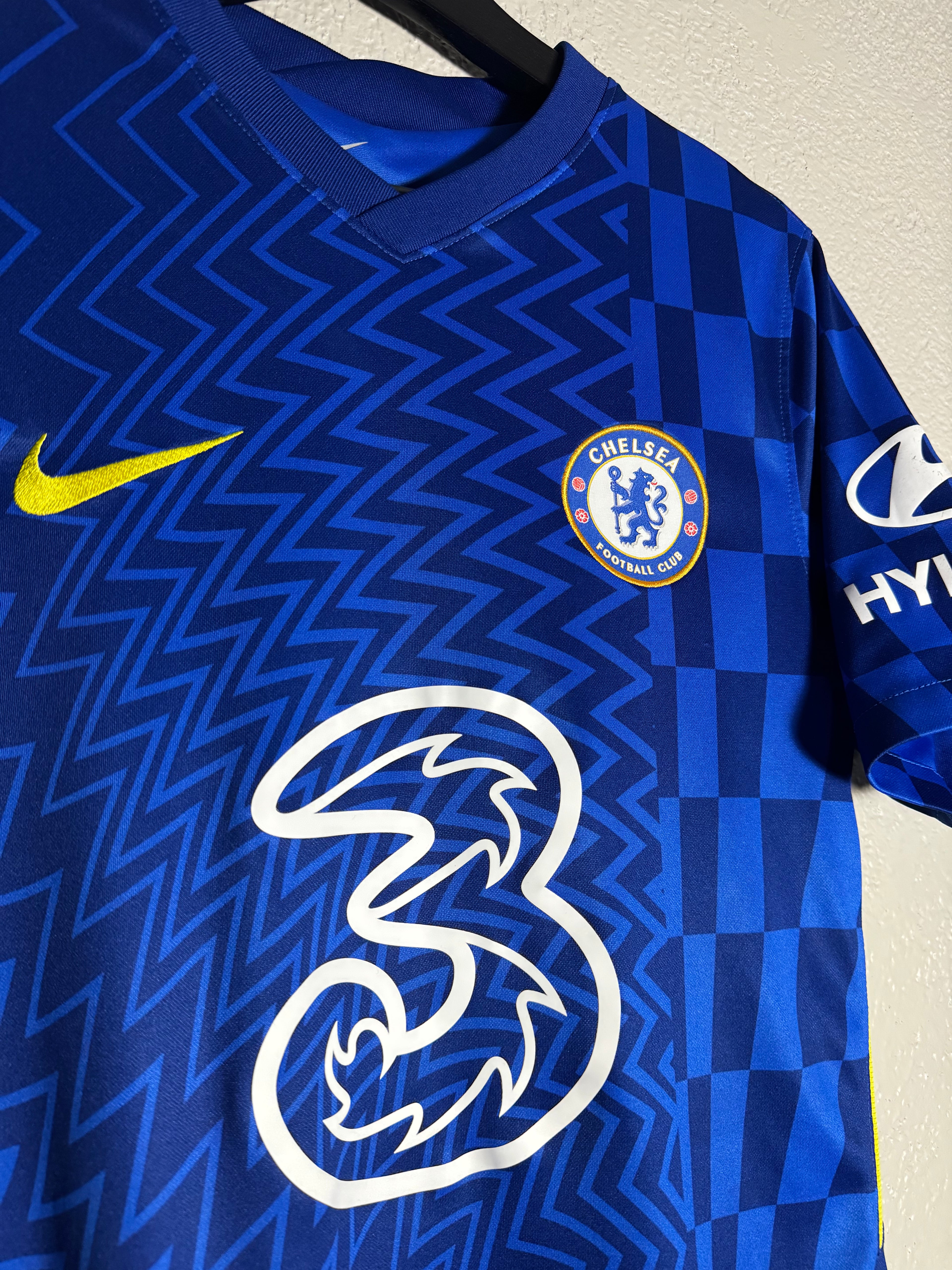 Nike Chelsea FC 21-22 Fulbol Soccer Blue Hyundai Nike Dri-Fit Jersey Size Small