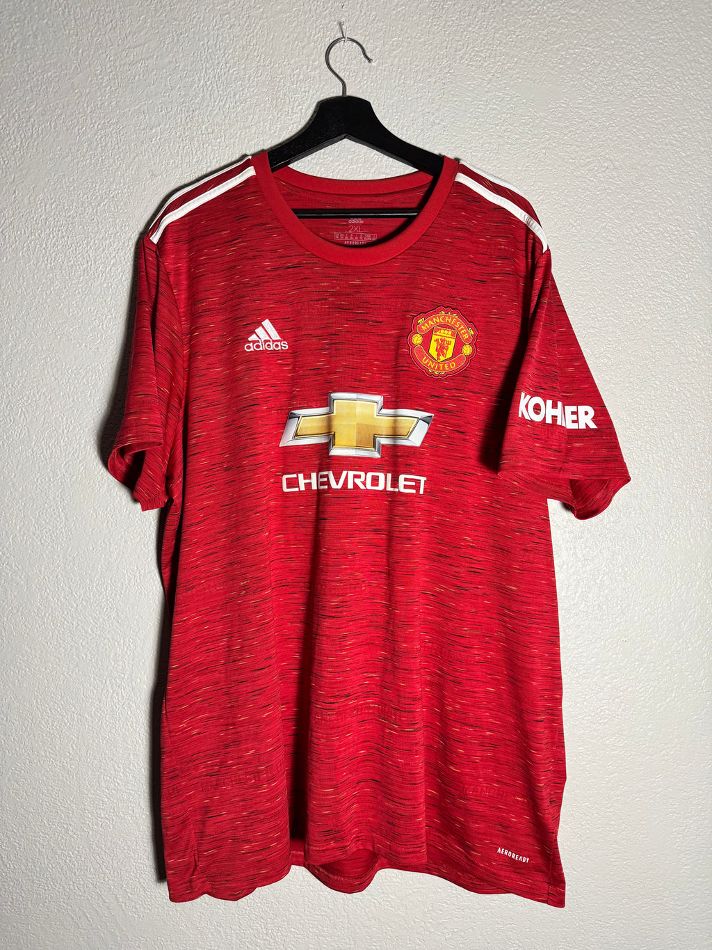 Adidas Manchester United Soccer Jersey Red Aeroready Chevrolet Size 2XL