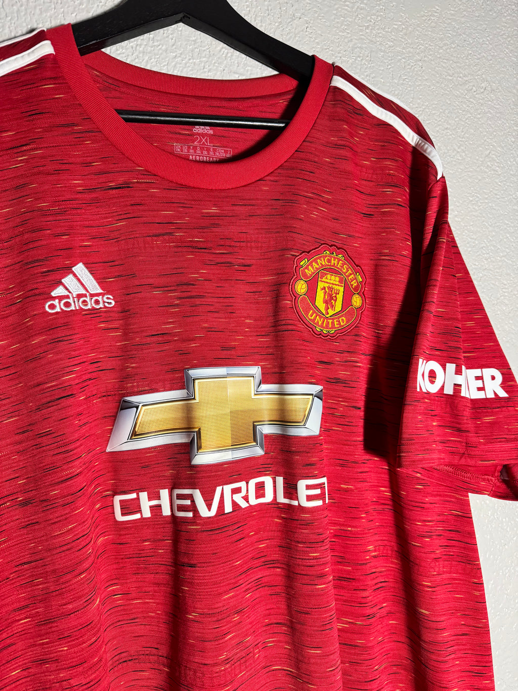 Adidas Manchester United Soccer Jersey Red Aeroready Chevrolet Size 2XL