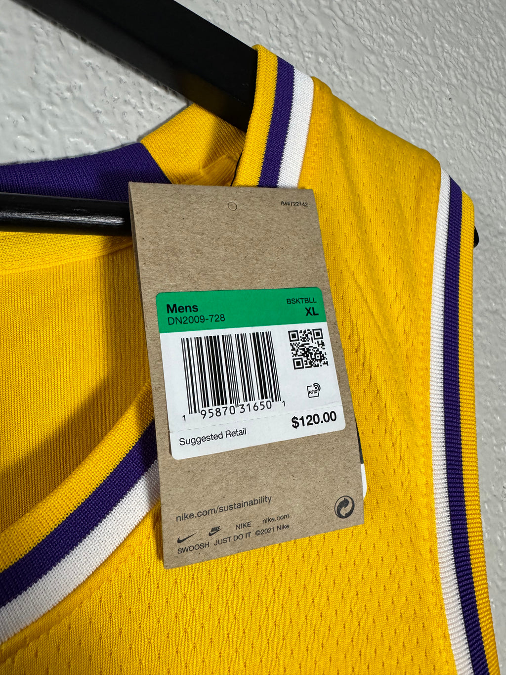 (NEW) Nike LA Lakers LeBron James Swingman Icon Edition Yellow Jersey Size XL/52