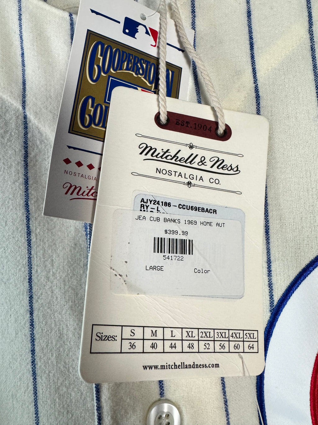 (NEW) Mitchell & Ness Chicago Cubs Ernie Banks 1969 Jersey Size 44 Large