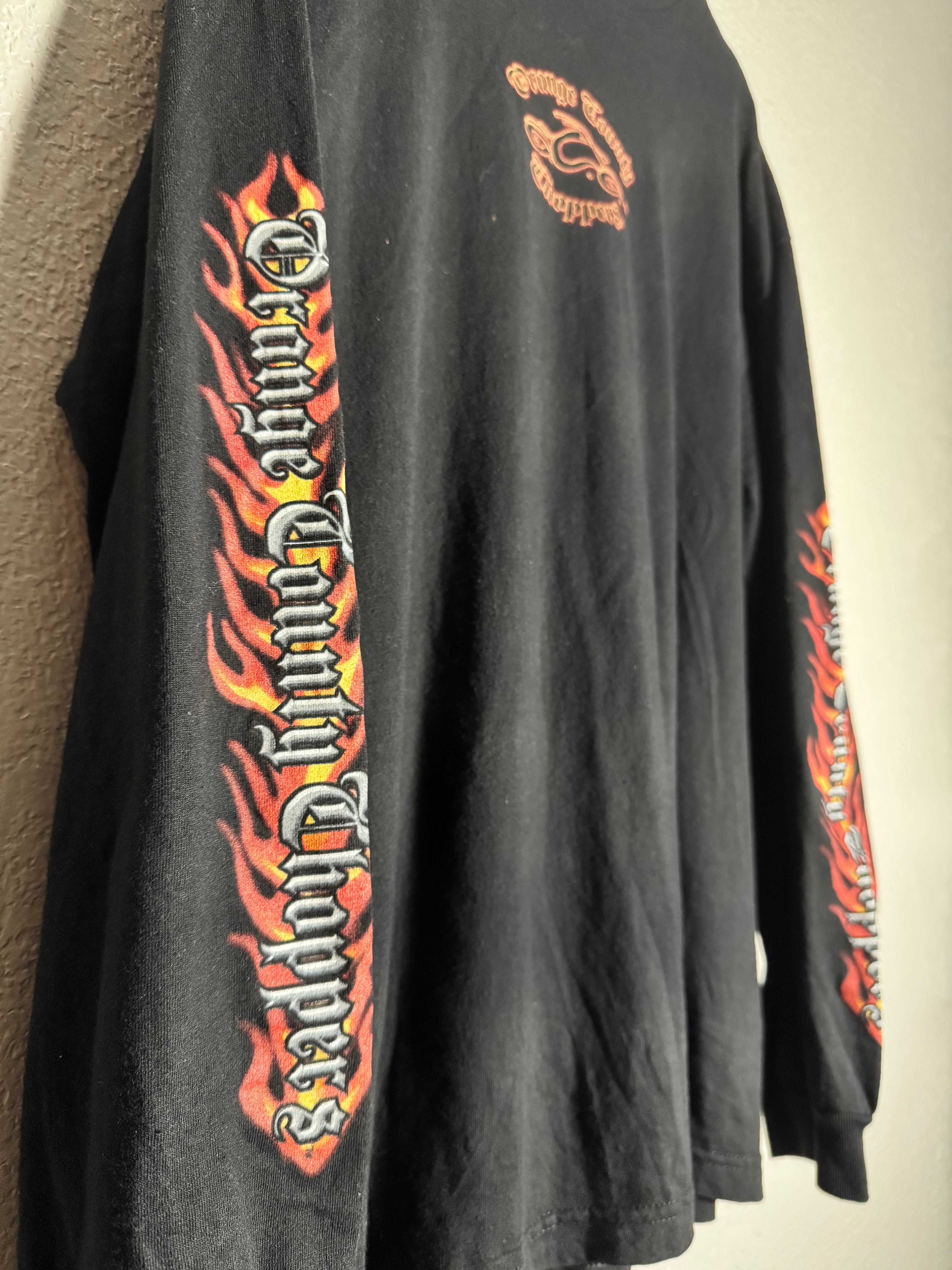 Vintage Orange County Choopers 2002 Long Sleeve Flames Size XL