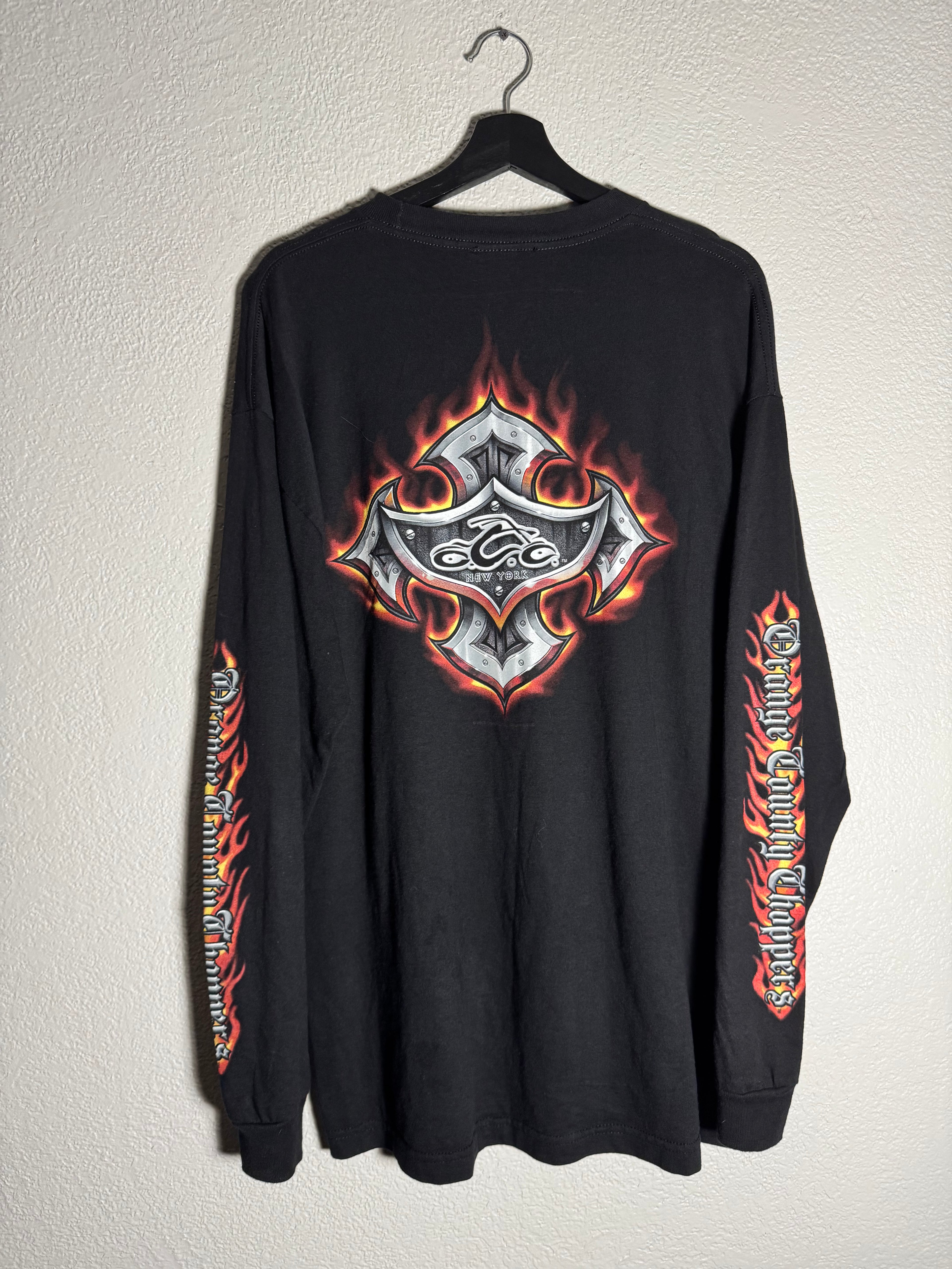 Vintage Orange County Choopers 2002 Long Sleeve Flames Size XL